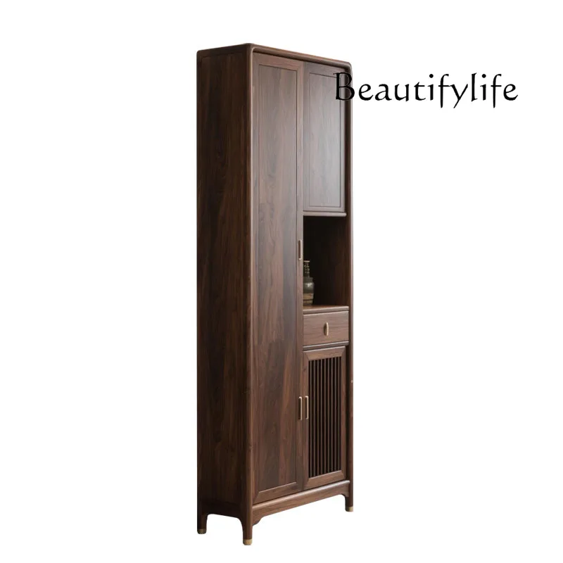 

New Chinese-style North American black walnut porch cabinet, minimalist side cabinet, foyer entry storage storage high cabinet