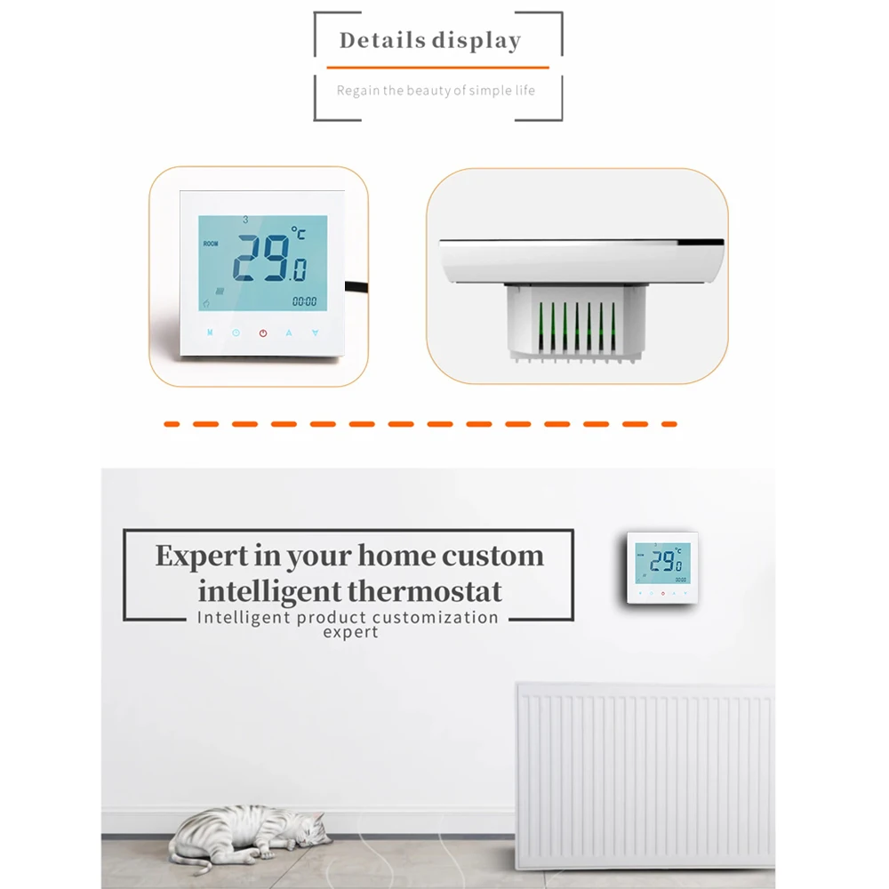 Display LCD Termostato De Aquecimento De Água, Controlador De Temperatura Ambiente, Programável Semanal, Tela Sensível Ao Toque, 5A, AC 96-240V