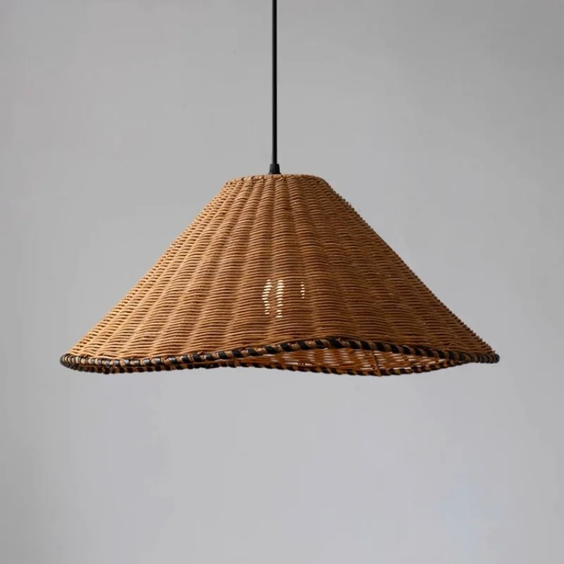

Wabi Sabi Rattan Weaving Pendant Lights Restaurant Bedroom Bedside Living Room Homestay Designer Tea Room Vintage Hanging Lamps