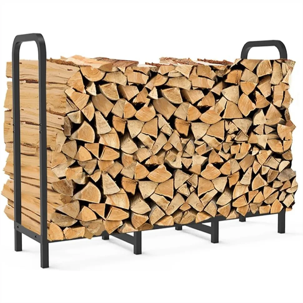 

4ft Firewood Rack Holder, Adjustable Heavy Duty Log Stacker Stand for Fireplace, Outdoor Indoor Metal Wood Pile Storage