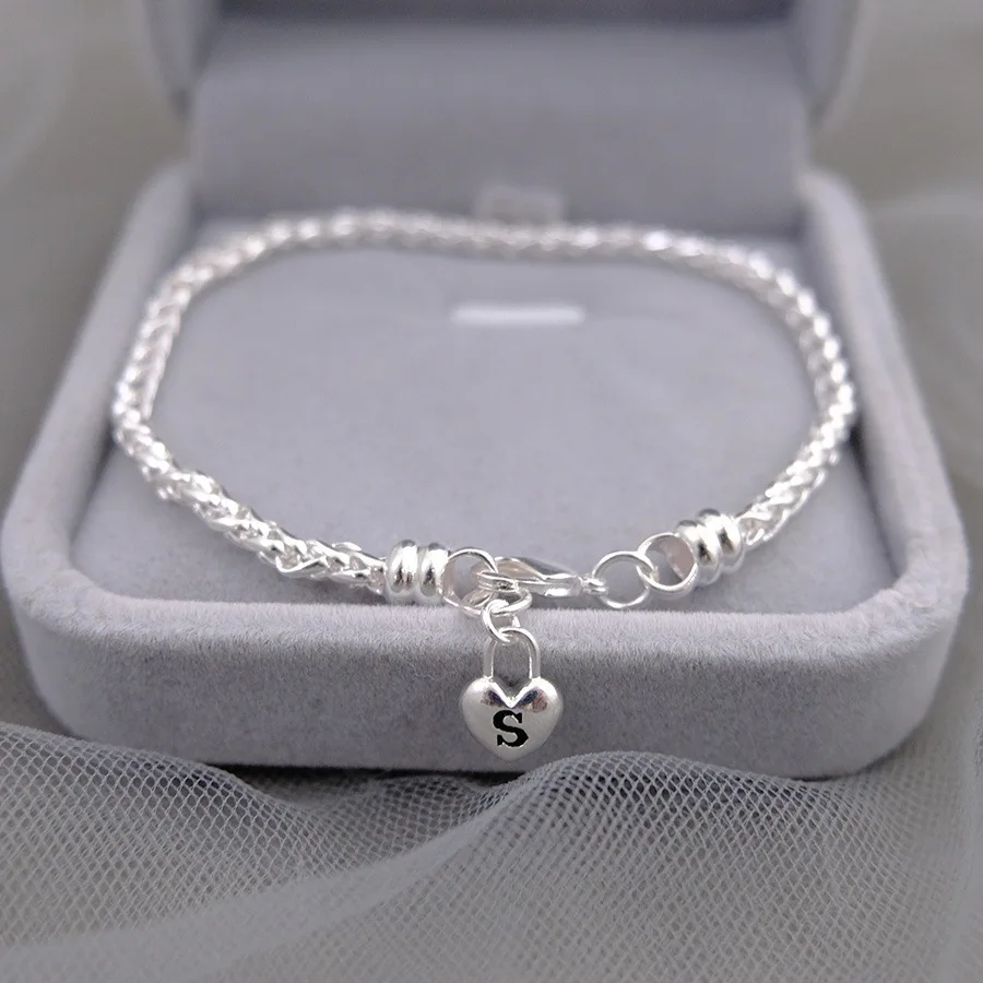 

925 Sterling Silver Heart Rope Chain Charm Bracelet Korean Hot Top Luxury Quality Jewelry For Women Wedding Accessories