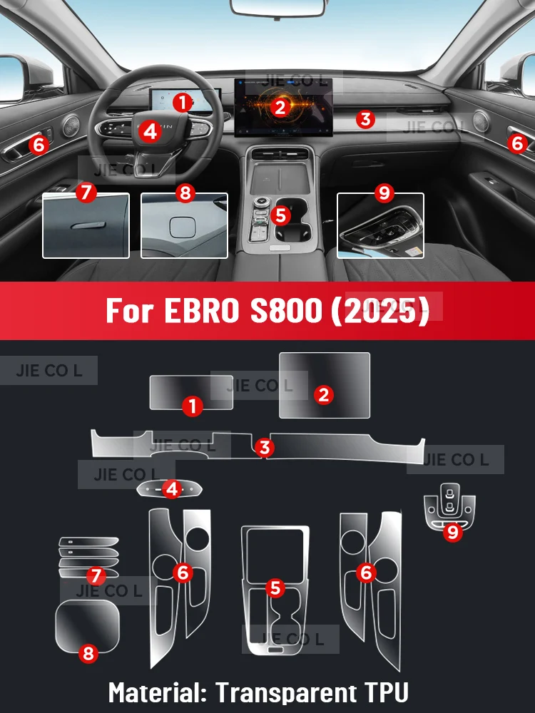 Auto Central Control Screen TPU Navigation Anti Scratch Interior Protection Film GPS Navigation For EBRO S800 2025