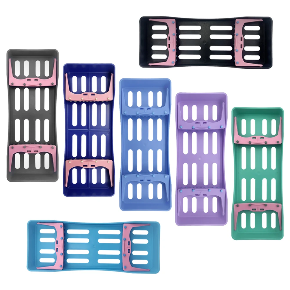 Plastic Dental Sterilization Rack Burs Box Holder Case Cassette Rack Holder for 5 Instruments Disinfection Placing Autoclavable