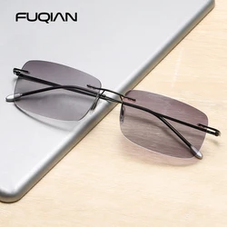 Fashion Rimless Reading Sun Glasses Men Women Classic Frameless Presbyopia Glasses Vintage Business Eyeglasses UV400