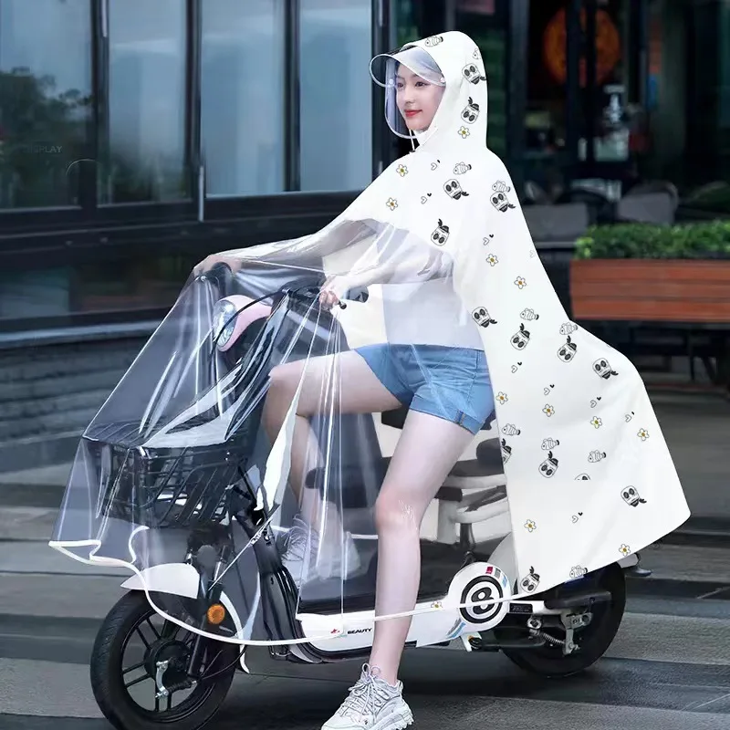 Mother-child Parent-child Raincoat Electric Car Adult Transparent Full-body Rainproof Single Person with Child Tram Poncho