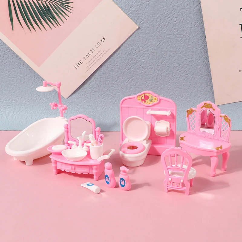 4/7/10/11Pcs Miniature Dollhouse Furniture Accessoies Kid Toys Kitchen Bedroom Living Room Bathroom Cooking Things For Doll Game