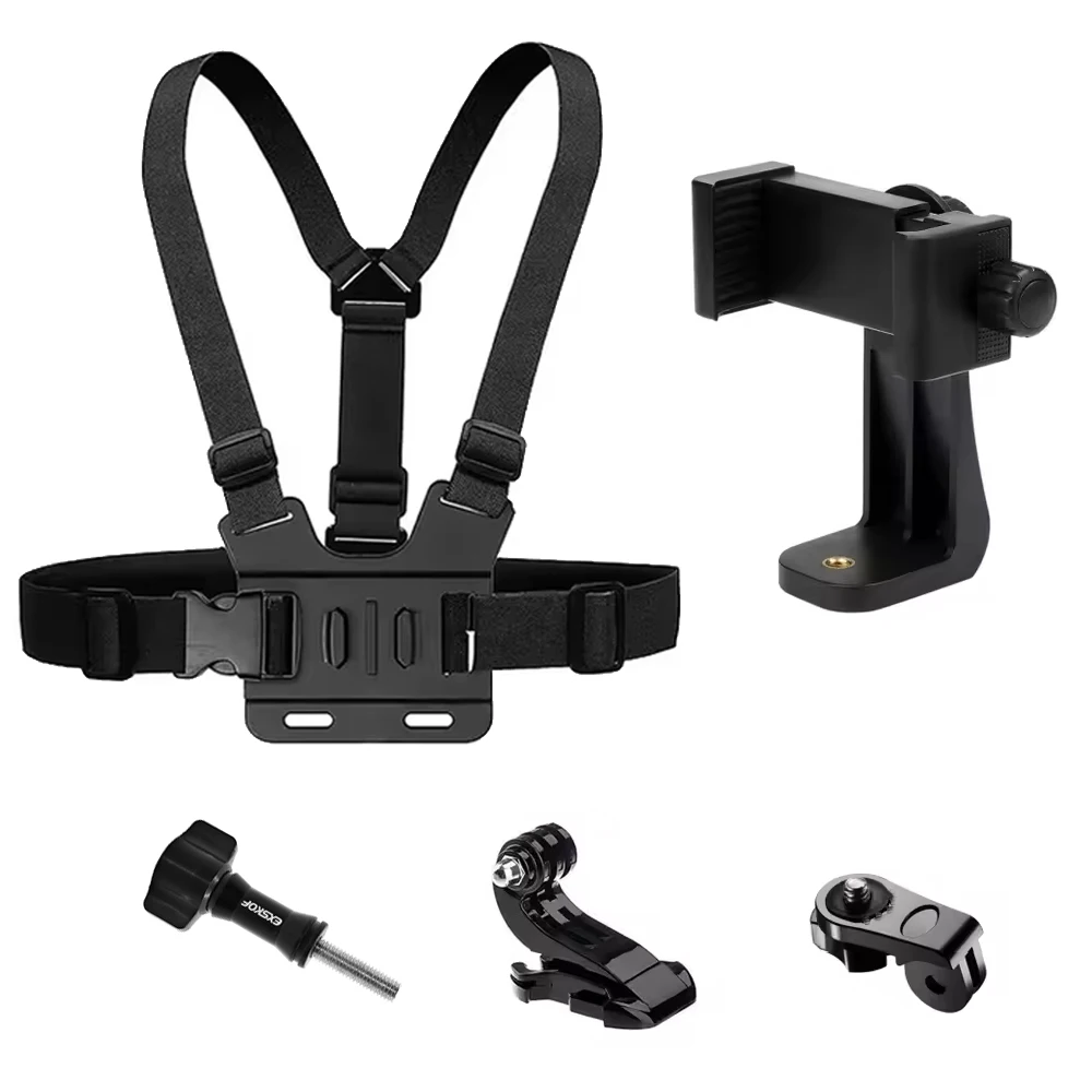 Alles-in-één actiecamera-accessoireset Hoofdband Borstband Mount Verstelbaar voor GoPro Hero Telefoon Osmo SJCAM AKASO insta360