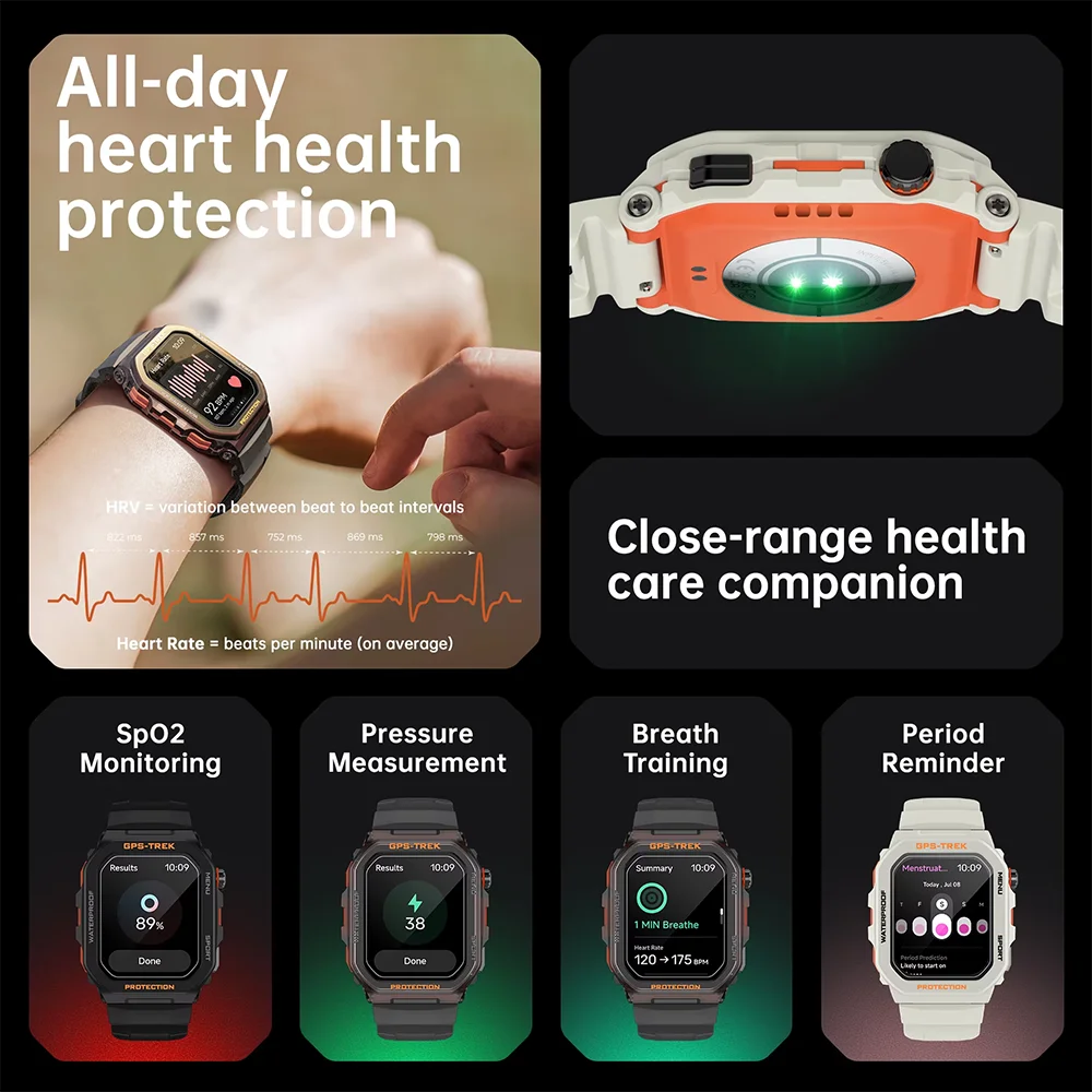 ساعة ذكية للرجال والنساء 2025 رياضية مدمجة بنظام تحديد المواقع Smartwatch مراقب معدل ضربات القلب جهاز تعقب للياقة البدنية GPS لهاتف Xiaomi iPhone Huaiwei