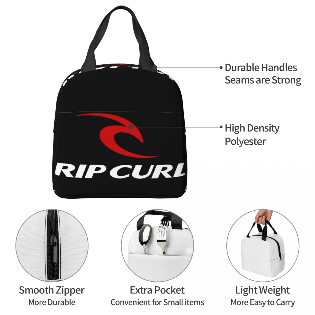 Bolsa de almuerzo Rip Curl Unisex, fiambrera portátil con aislamiento, Bento Box para alimentos