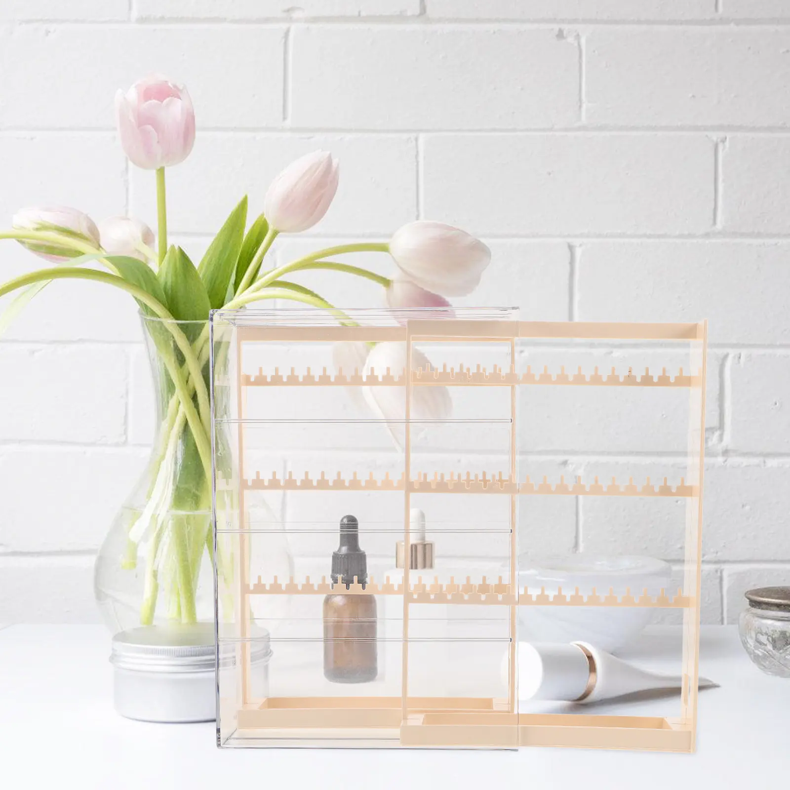 

Elegant Jewelry Box Earrings Display Stand Necklace Holder Bracelet Organizer Compact Travel Jewelry Case for Women Girls Room