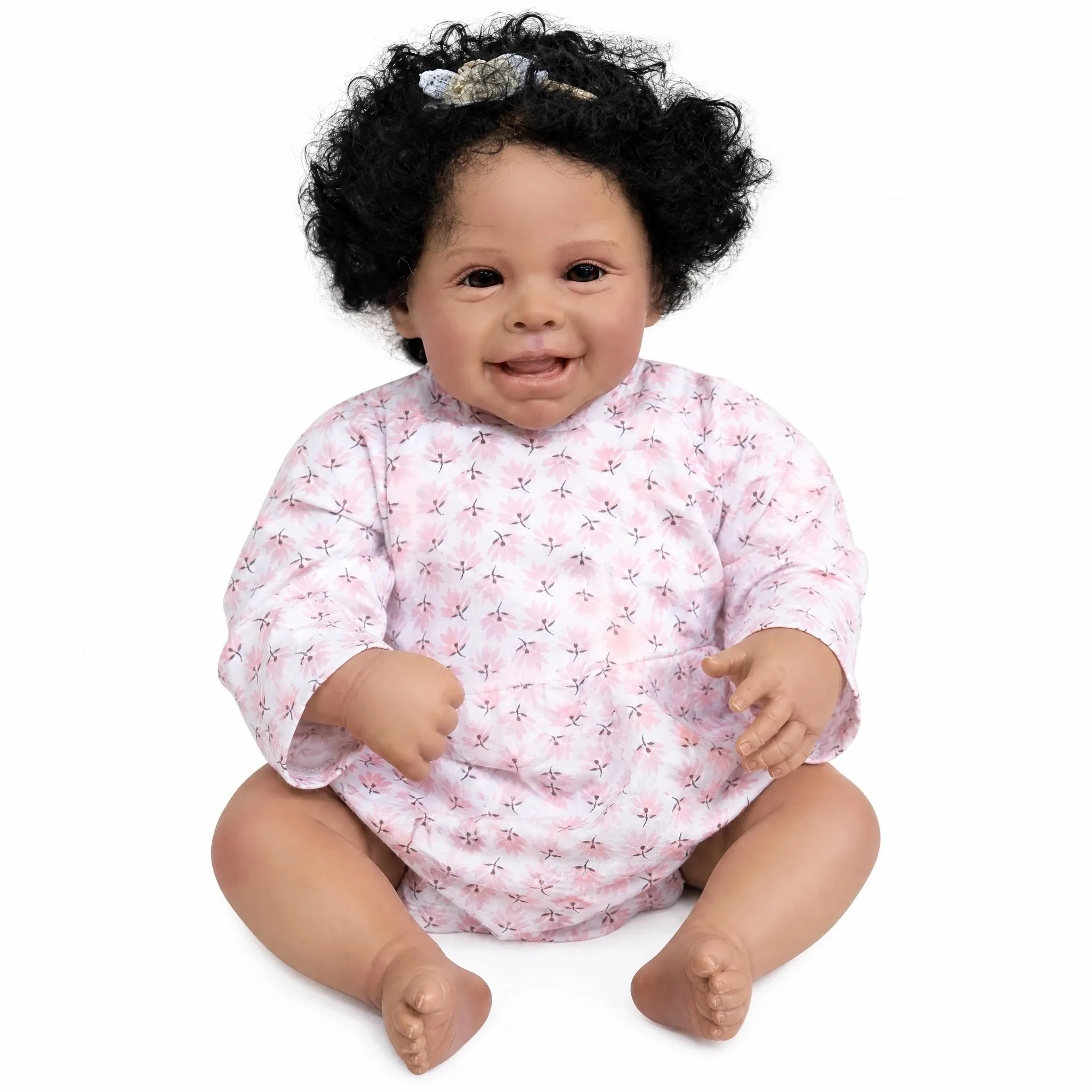 NPK 19inch Lifelike Harper Bebe Doll With Dark Skin Reborn Popular Limited Edition Doll Newborn Doll Lifelike Soft Real Soft Touch