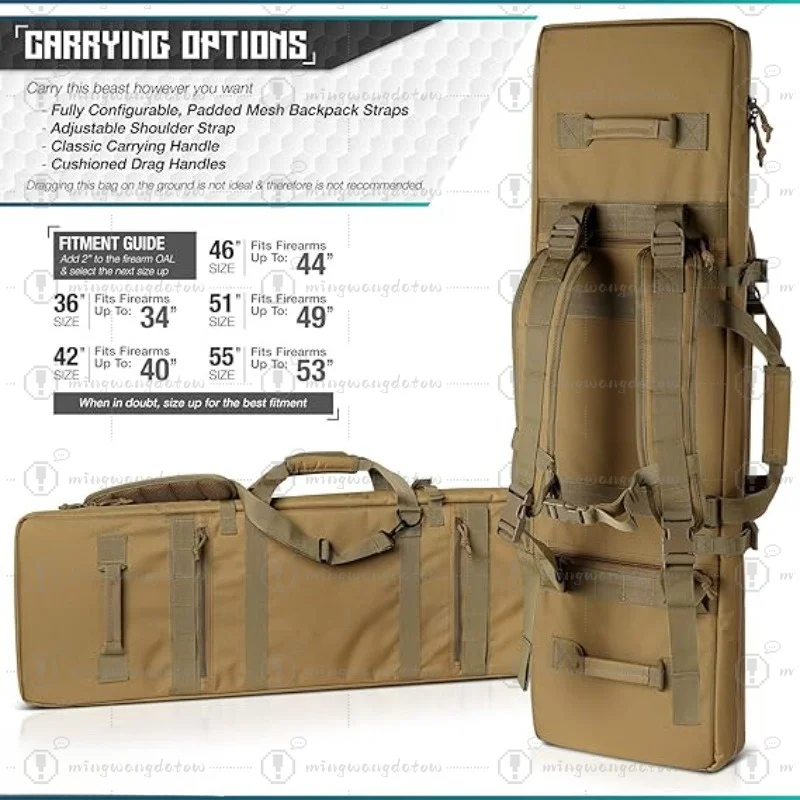 Mechanical backpack with lockable zipper, padded side carry optional length