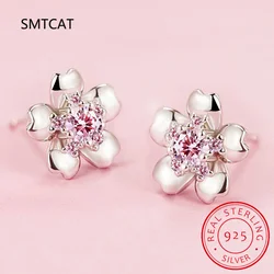 Moissanite 925 Sterling Silver Stud Earrings, Brilliant Sakura Shape VVS1 Clarity Lab Created Diamond Earrings MSE041