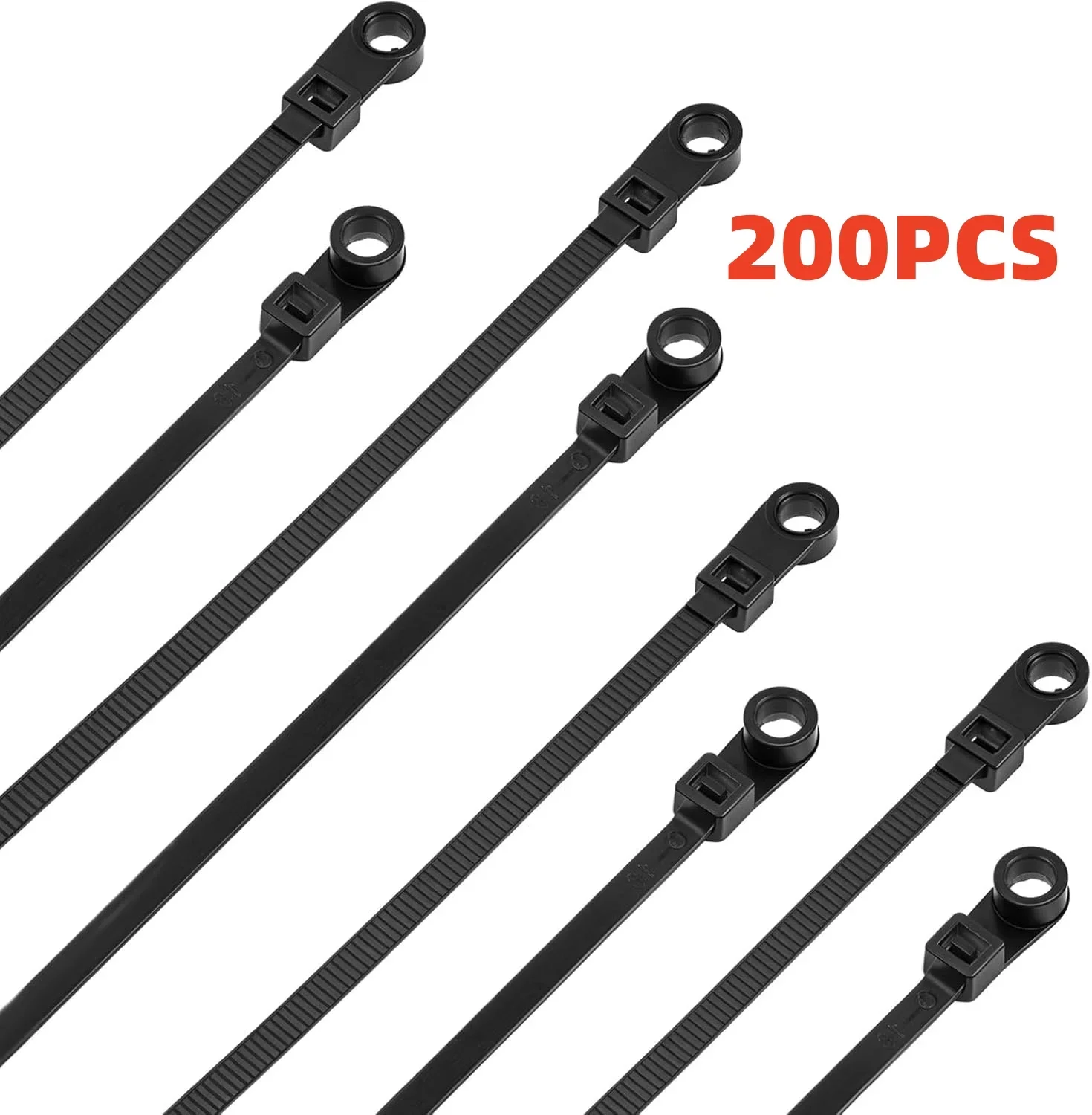 100/200PCS Screw Hole Cable Ties Reusable Fixed Nylon Cable Ties Self-locking Cord Ties Straps Fastening Loop Office Organizer