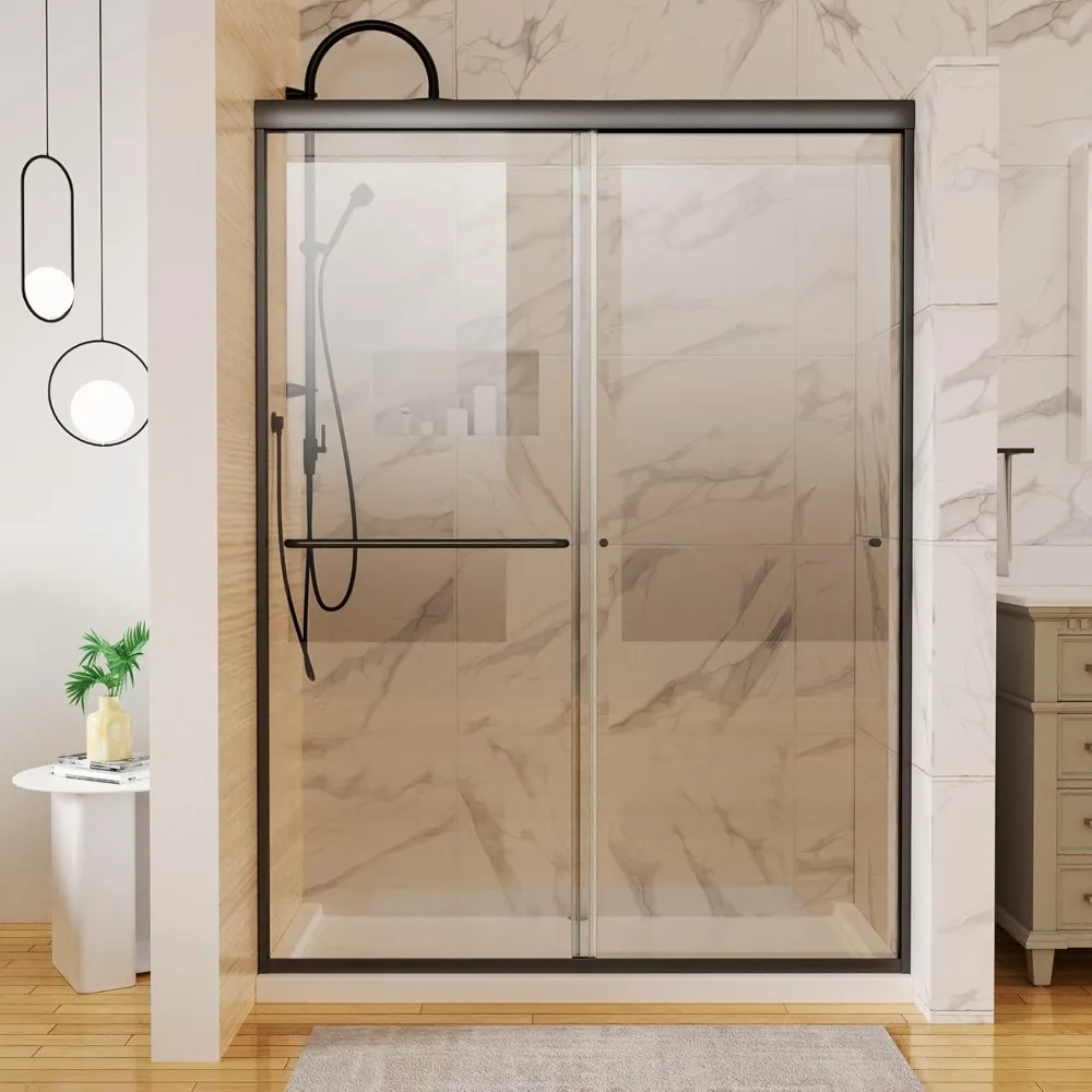 

Semi-frameless Shower Door, 50-54“ X 72”, 1/4''6 Mm Clear SGCC Tempered Glass, Right or Left Mountable, Sliding Shower Door