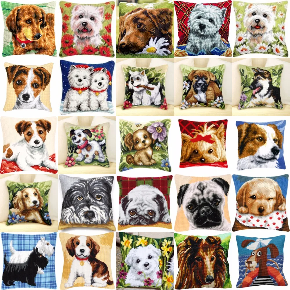 

TH Dog Collection 01, набор для рукоделия «сделай сам», акриловая пряжа, подушка для вышивки, гобелен, холст, подушка, передняя наволочка для вышивки крестом