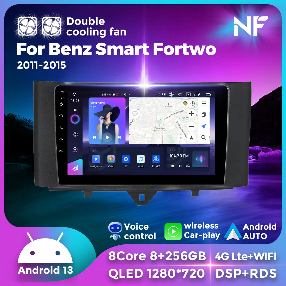 

2 Din Car Raido Player for Mercedes Benz Smart Fortwo W451 2011 - 2015 Wireless CarPlay Android Auto Multimedia Stereo Autoradio