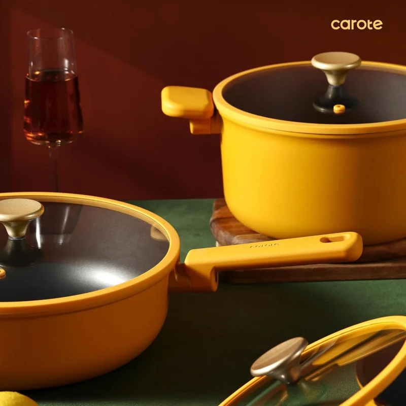 Non Stick Pots Pans Set, Cookware Sets Nonstick, Kitchen Cooking with Stay-Cool Handles,Silicone and Pot Prot