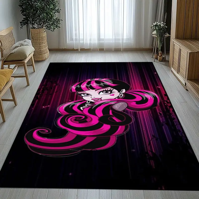 3D Draculaura Monster High Cartoon Doll Area Rug,Non-Slip Carpet Mat for Living Room Bedroom Playroom,Sofa Floor Rug,Home Decor