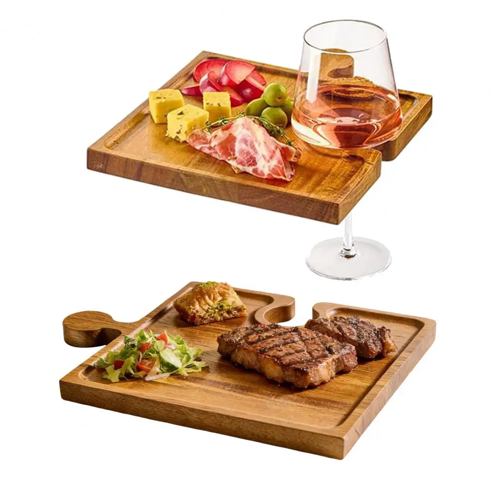 Customizable Charcuterie Platter Wine Glass Tray 4pcs Wooden Puzzle Charcuterie Boards Set with Pieces Cheese Appetizer Serving