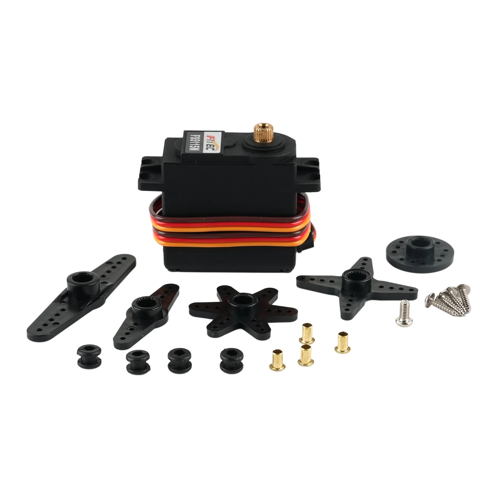 เฟตเทค FS5115M เซอร์โวมอเตอร์ RC แรงบิดสูง 15 กก.ซม. เกียร์โลหะ หมุนได้ 180 องศา สำหรับระบบแขนหุ่นยนต์ หุ่นยนต์ RC และรถตีนตะขาบ