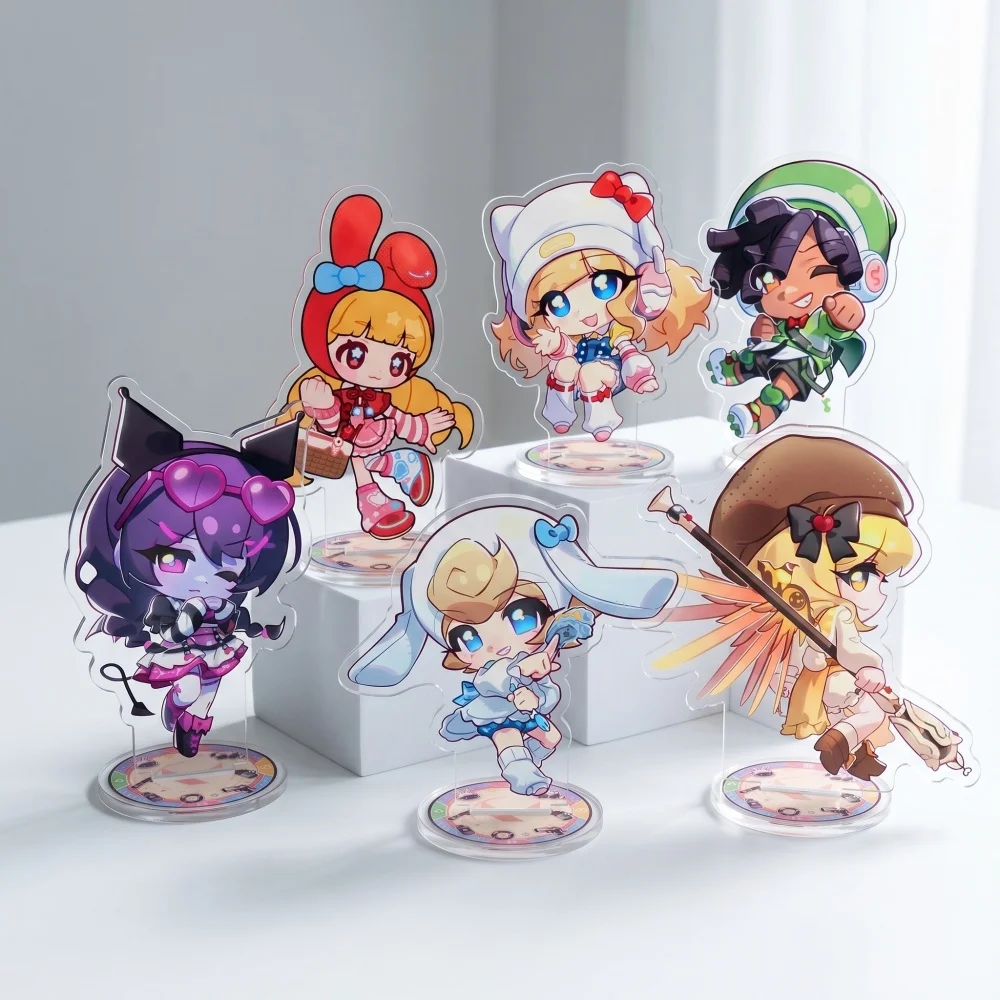 Porte-clés en acrylique de 10 cm sur le thème de Overwatch 2, Mercy, Tracer, Widowmaker, Lucio, D.Va, Chibi, décoration de bureau mignonne, cadeau pour les fans