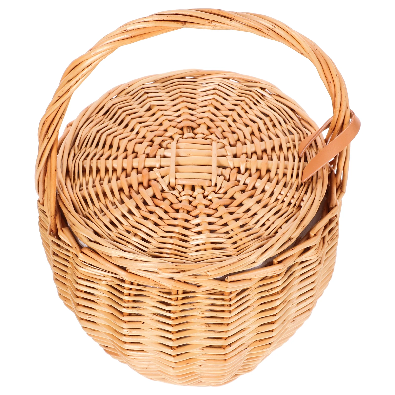 

Rattan Flower Basket Woven Wicker Picnic Hamper Lightweight Color Multi Purpose Storage Outdoor Travel Portable