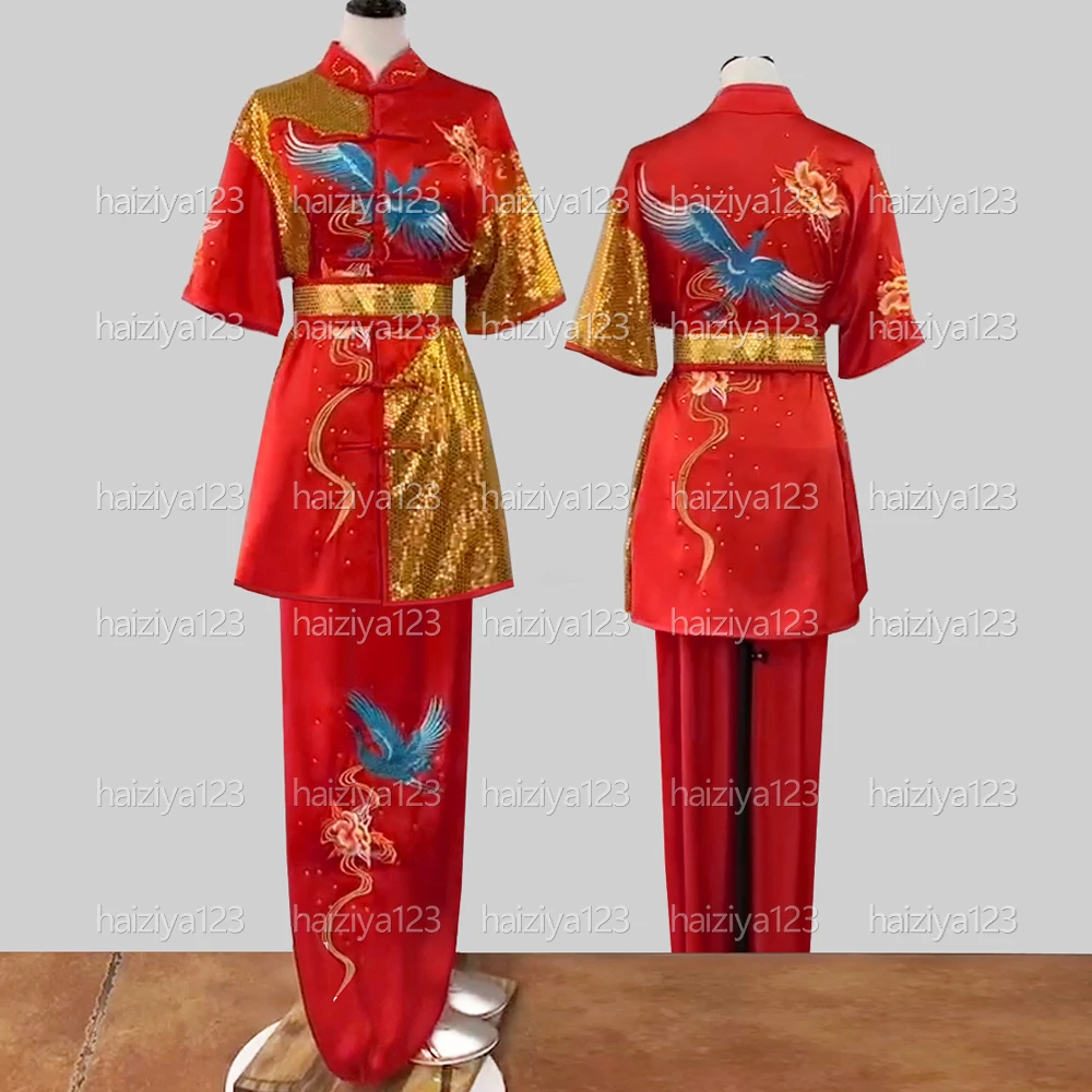 

Униформа ушу с вышивкой журавля, одежда для кунг-фу, костюм для боевых искусств, одежда Чанцюань Тайлу для мужчин, женщин, девочек, мальчиков, детей, взрослых