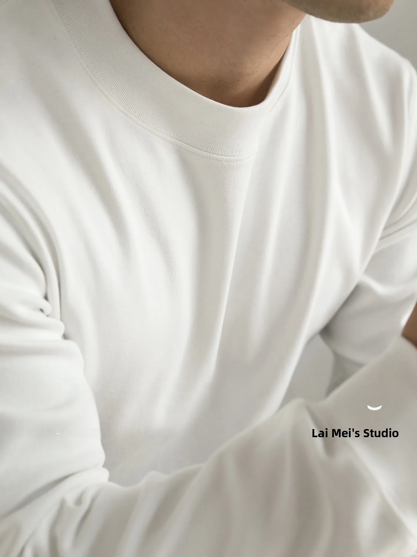 Men's Long Sleeve T-Shirt Double-sided Heavyweight Combed Cotton round Neck Basic Style Breathable Sweat-wicking Fashionable ...