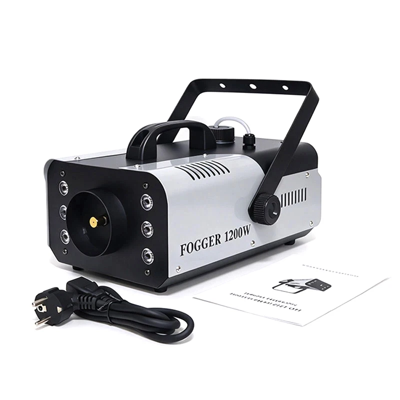 1200W LED Fog Machine 6 Colorful Wireless Remote Control 2L Tank 10M Spray Distance 4min Fast Preheat Smoke Machine No Fog Oil