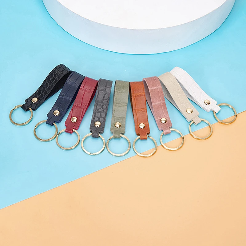 1Pcs New Crocodile Patterned Leather Keychain Leather Keychain For Men Car Key Key Holder Key Ring Bag Accessories