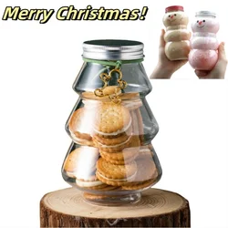 500ml Christmas Candy Biscuits Bottle Snowman&Tree Shape Drink Bottles Juice Milk Tea Jar Food Storage Container Party Favors