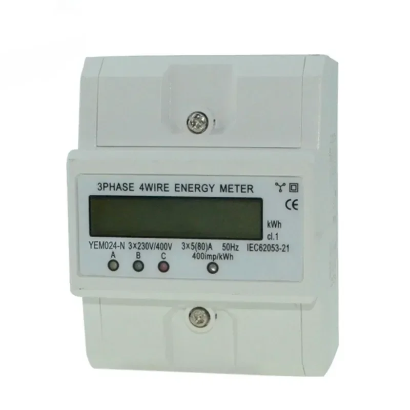 4 Poles Modules Small Size Three 3 Phase Din Rail Electricity Electric Digital Watt Kwh Energy Meter YEM024SJ-N