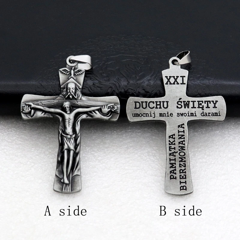 Diyalo Christian Trinity Crucifix Jesus Christ Cross Pendant Father Son Holy Spirit Dove Cross DIY Making Jewelry Accessories