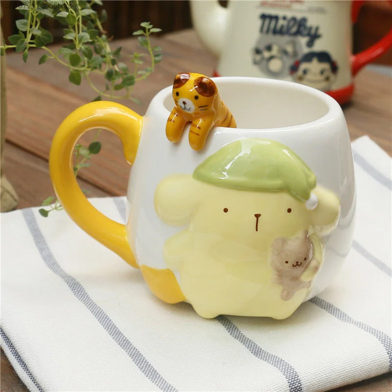 Sanrio Pom Pom Purin Cute Ceramic Mugs Cartoon 3D Creative Tea Water Coffee Cups Home Office Kawaii Mug Women Men Gift