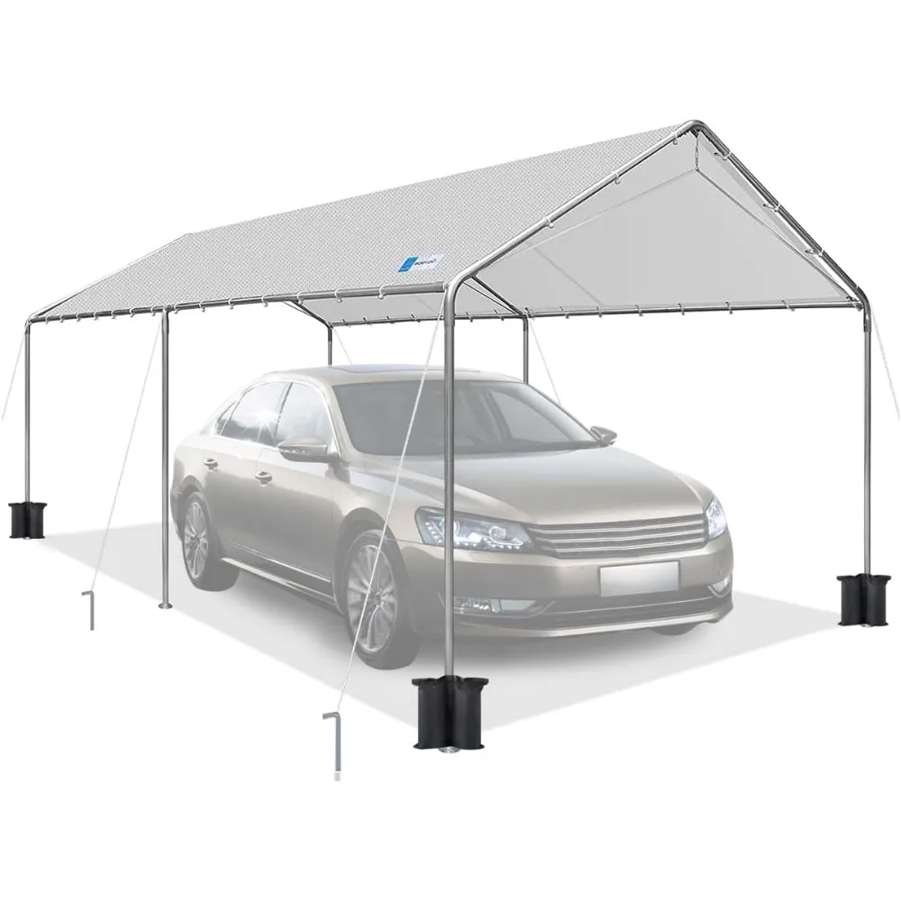 

10x20 ft Heavy Duty Car Canopy Galvanized Frame Carport Outdoor Party Tent Boat Shelter with Reinforced Structure, No Sidewall -