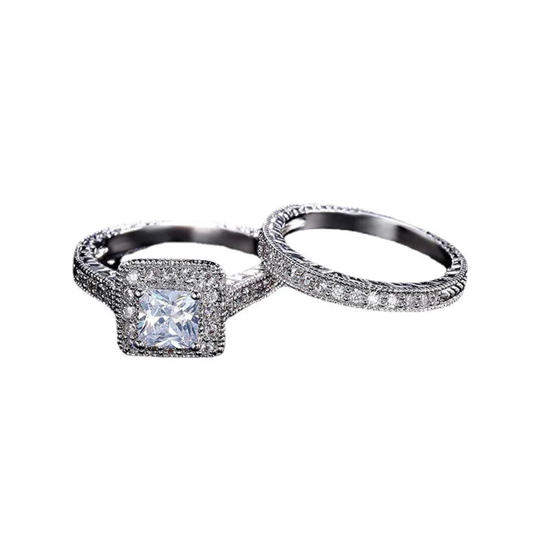 Real 18k Gold Diamond Ring for Women To Couple Rings 2pcs Gemstone Anillos De Wedding Diamante Engagement Jewelry Fine Ring Box