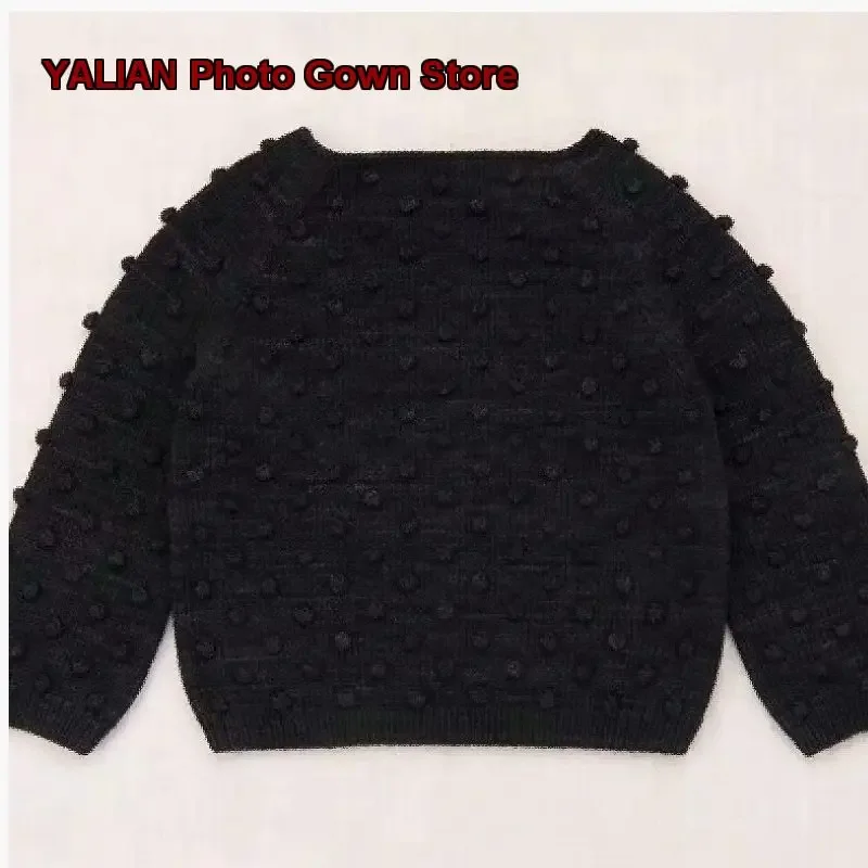 Girls Knit Top Kids Autumn Handmade Knitted Ball Decorated Stylish Jacket Newborn