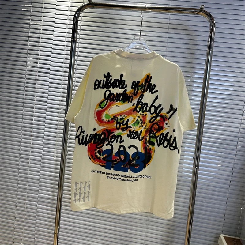 Rrrr123-2019メンズ半袖カジュアルTシャツ,ルーズフィットストリートウェア,スネークプリント,レトロ,ドロップショルダー,アメリカンスタイル