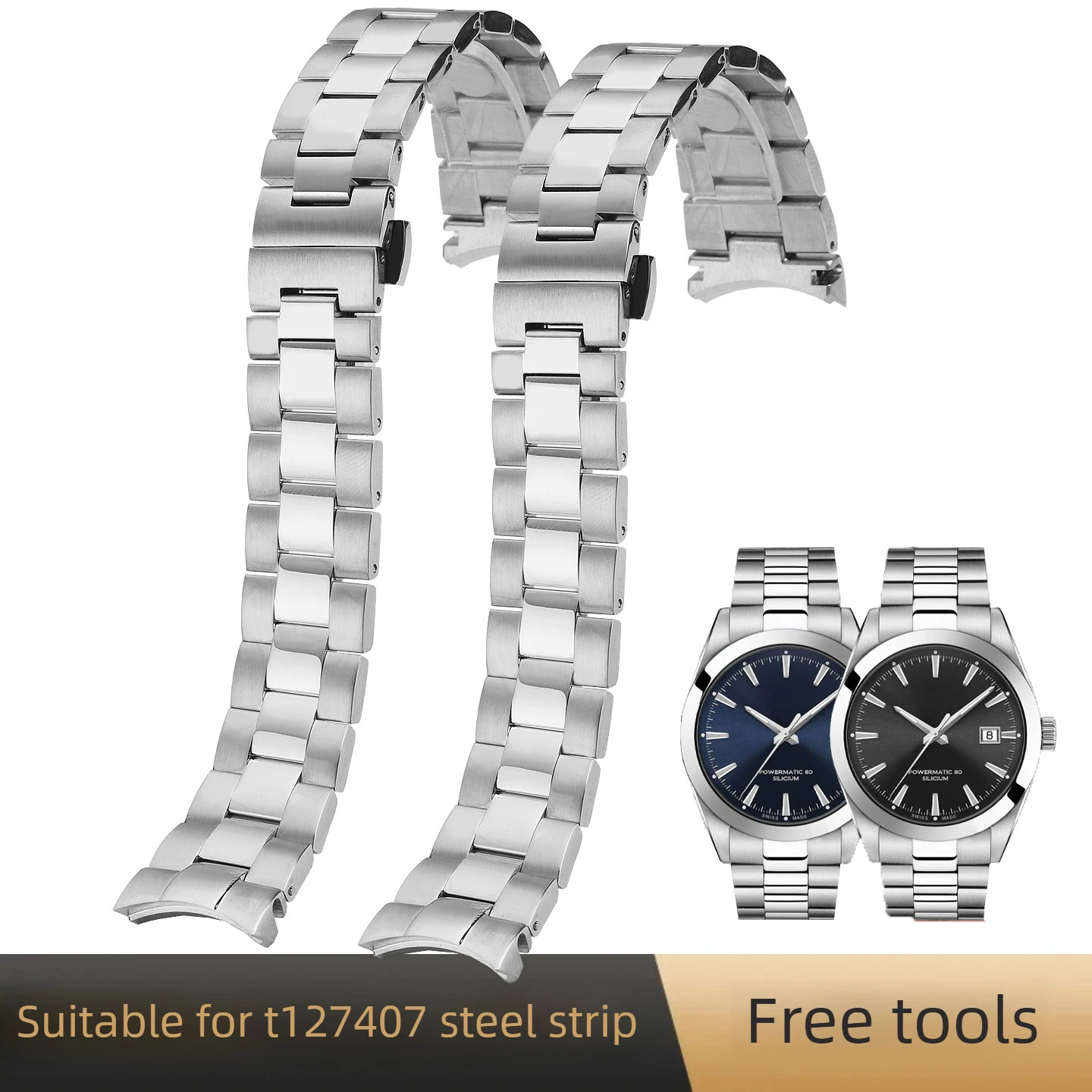 Suitable for Tissot T127 Grace 1853 Solid Steel Belt T127407a T127410A Stainless Steel Watch Belt 21mm