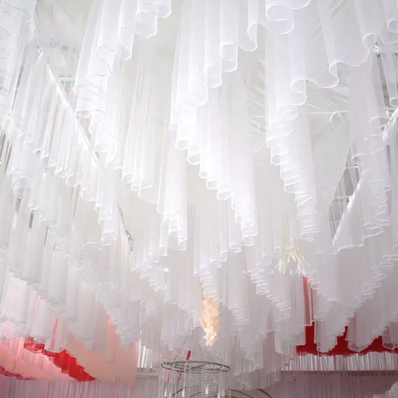 

Customized Wedding Stage Ceiling Decoration S-shaped Wave Design Genting Yarn Mantle Hanging Ornament For Party