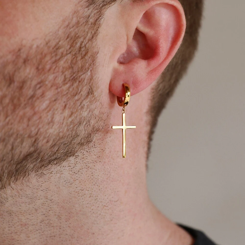 Wholesale of 2024 New Cross Earrings, Christian Earring Accessories, Men's Earrings, Personalized Earrings