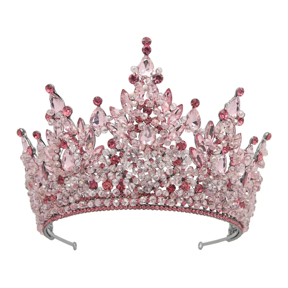 

Luxury Oversized Baroque Crown Cake Decorations Electroplated Queen Princess Tiara Headpieces Hair Jewelry Crystal Cake Topper