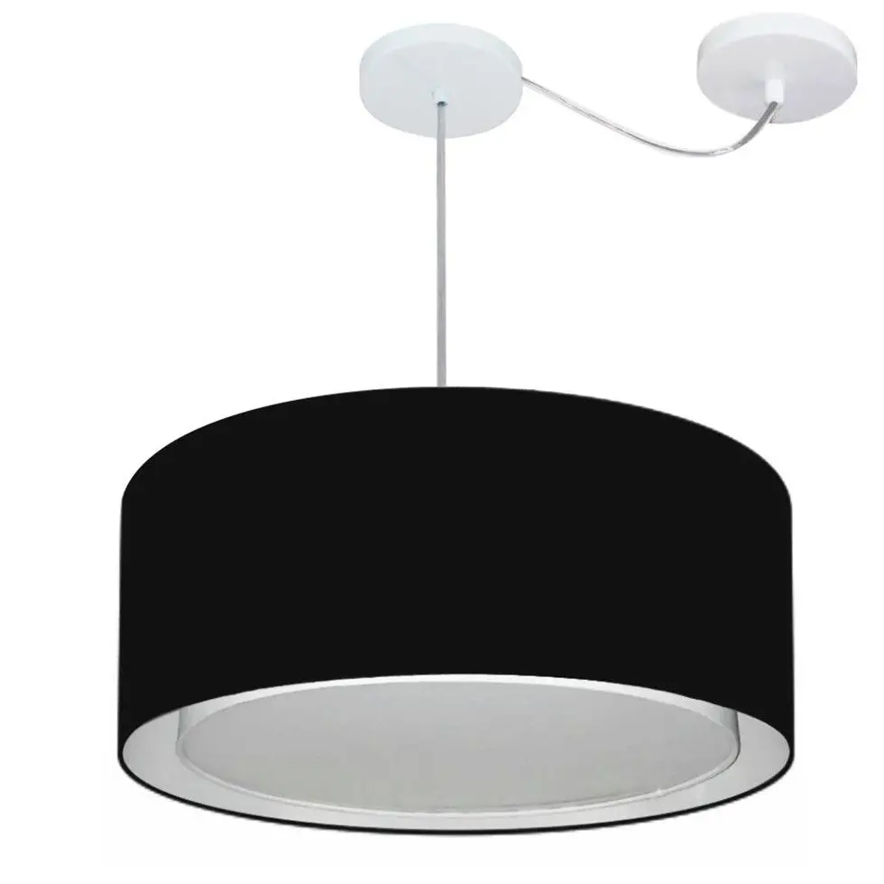 50x25cm Black-Bivolt-Bivolt Dryset Pendant with Deviation Md-4314 Dome Fabric Chandelier