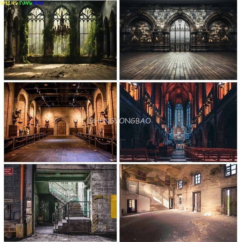 

Классический дворец Ливерпуль Леди Часовня Пустая комната Фоны для фотосъемки Реквизит Украшения Картины Крытый фон для окон TQ-07