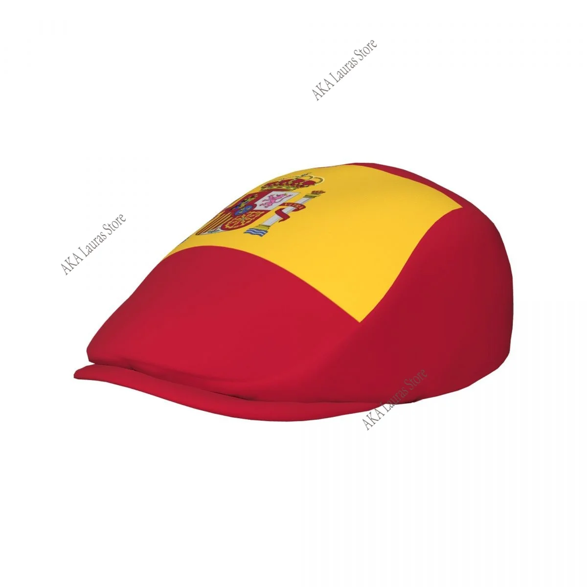 春夏用スペイン国旗柄ニュースボーイキャップ、フラットなつば付きキャップ、女性用画家ベレー帽