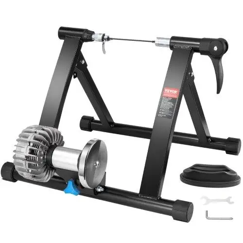 Portable Noise-Reducing Fluid Bike Trainer Stand for 26 -29 Inch Wheels - Quick-Release Lever & Front Wheel Riser