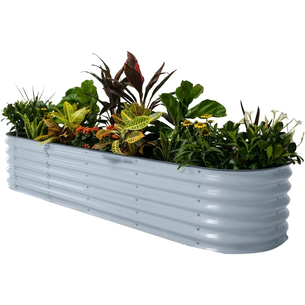 

Raised Garden Bed Kits, 17" Tall 9 in 1 8ft x 2ft Metal Raised Planter Bed for Vegetables Flowers Ground Planter Box, Sky Blue