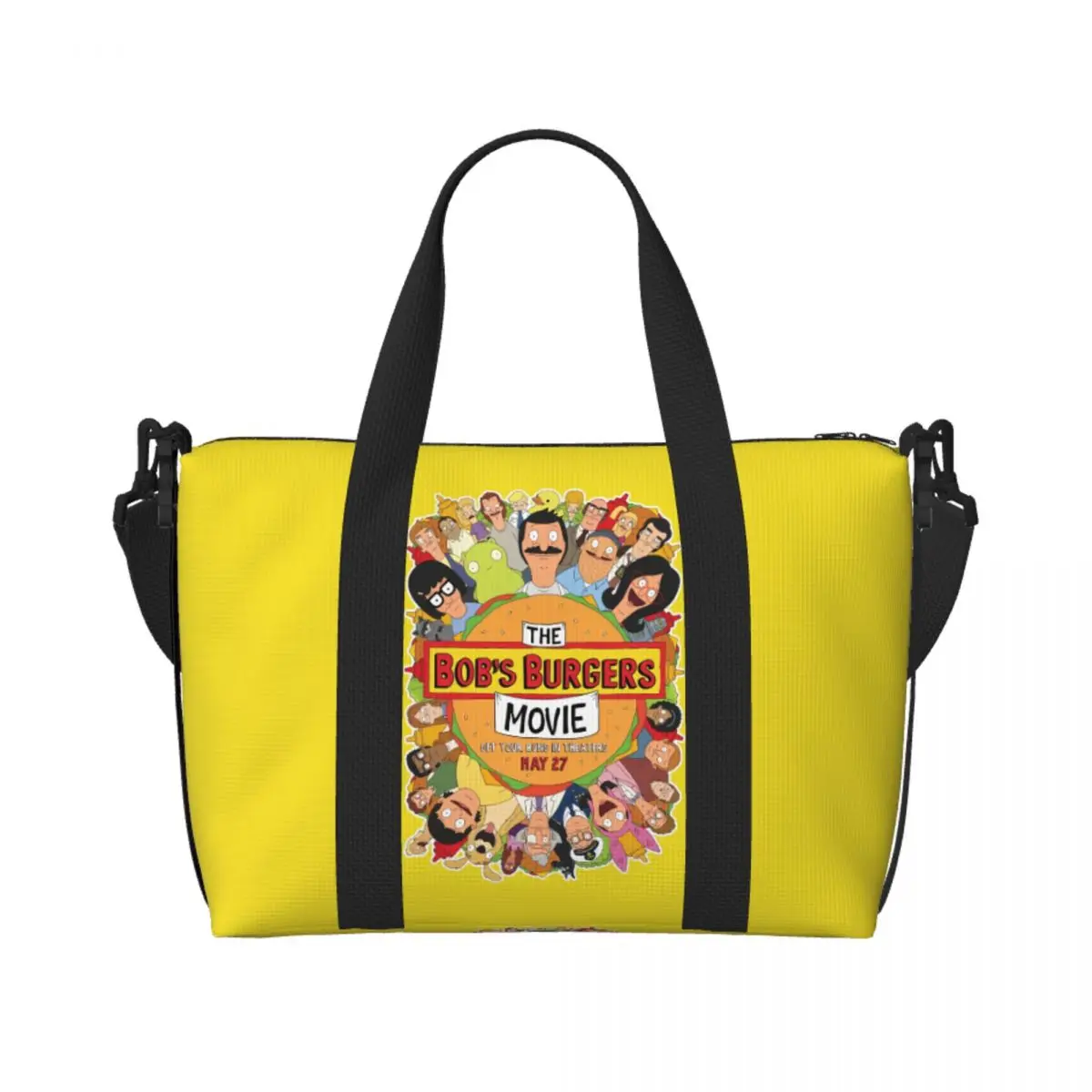 

Custom Bob's Burgers American Animation Grocery Shopping Tote Bags Women Big Capacity Beach Gym Travel Bags