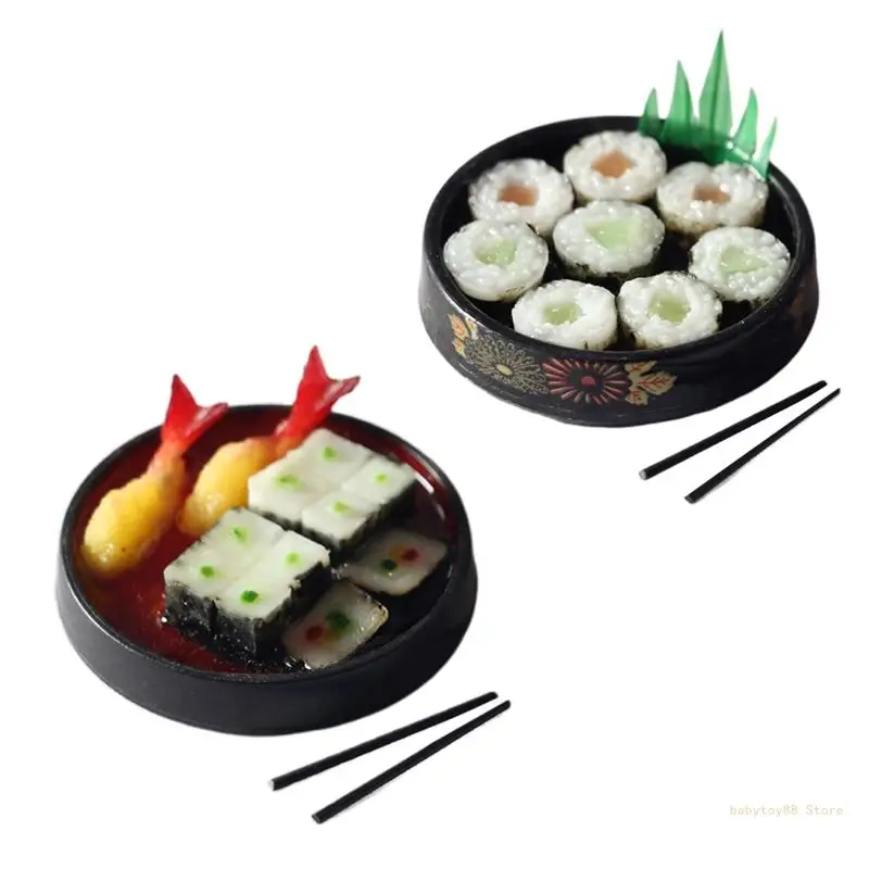 Y4UD 1/6 1/12 Dollhouse Miniature Japanese Sushi Set for